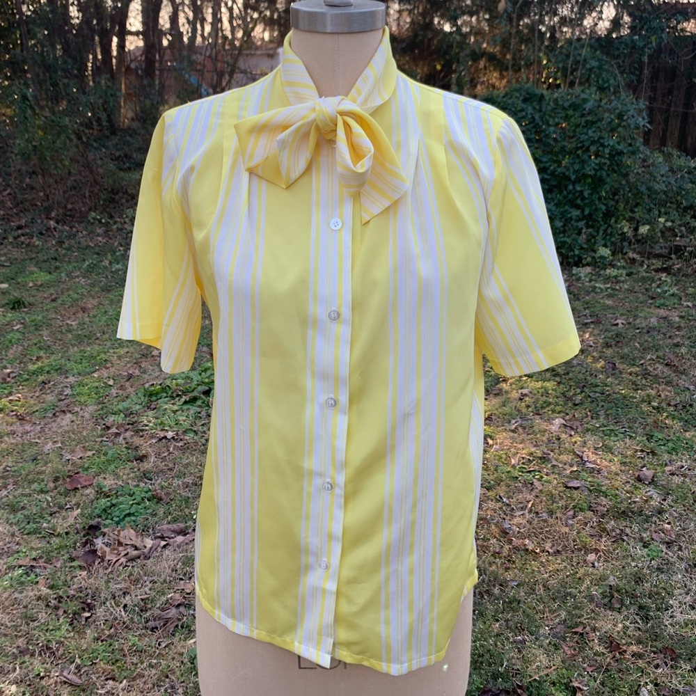 Vintage Stripe Blouse with Neck Bow - Picture 5 of 13
